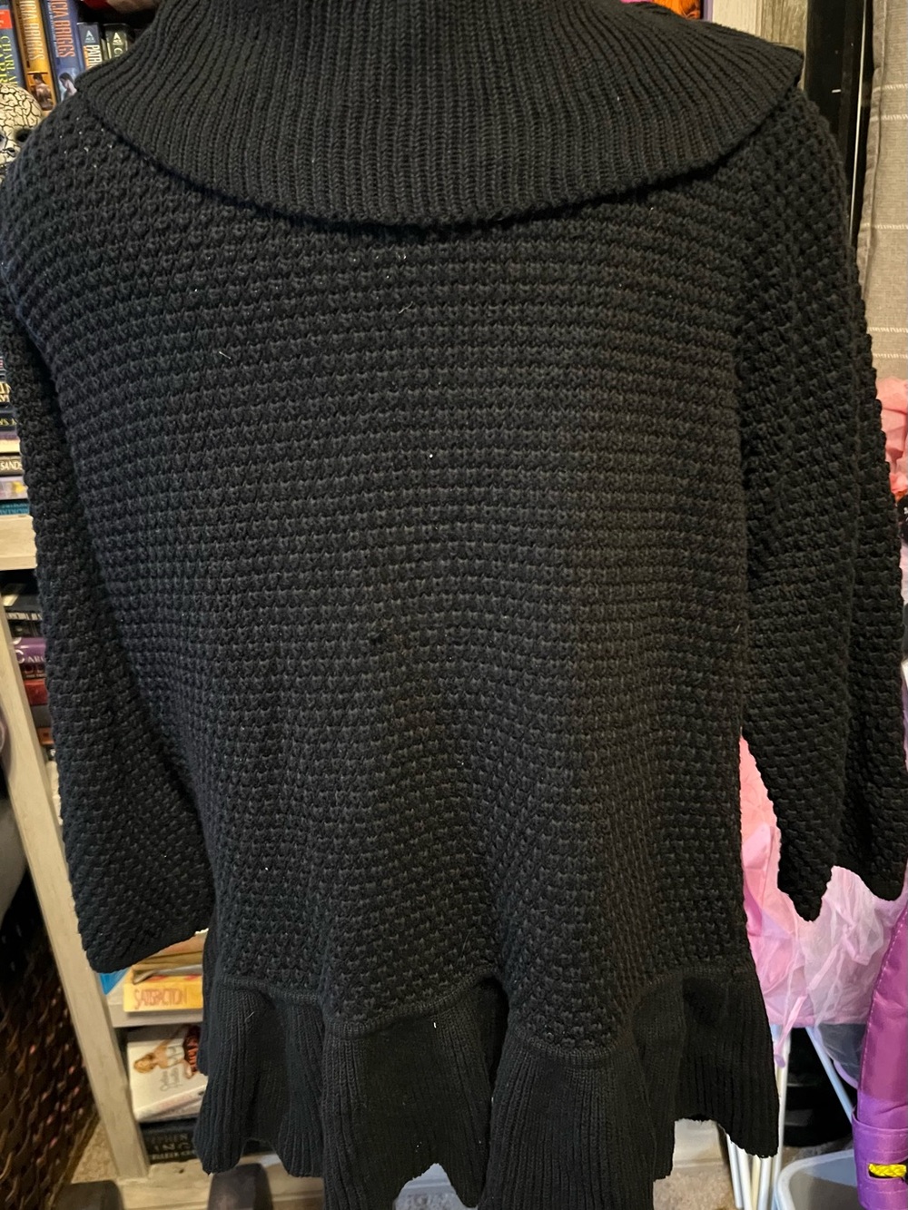 Ruby Rd. Black Ruffled Open-Front Cardigan - Picture 4 of 5